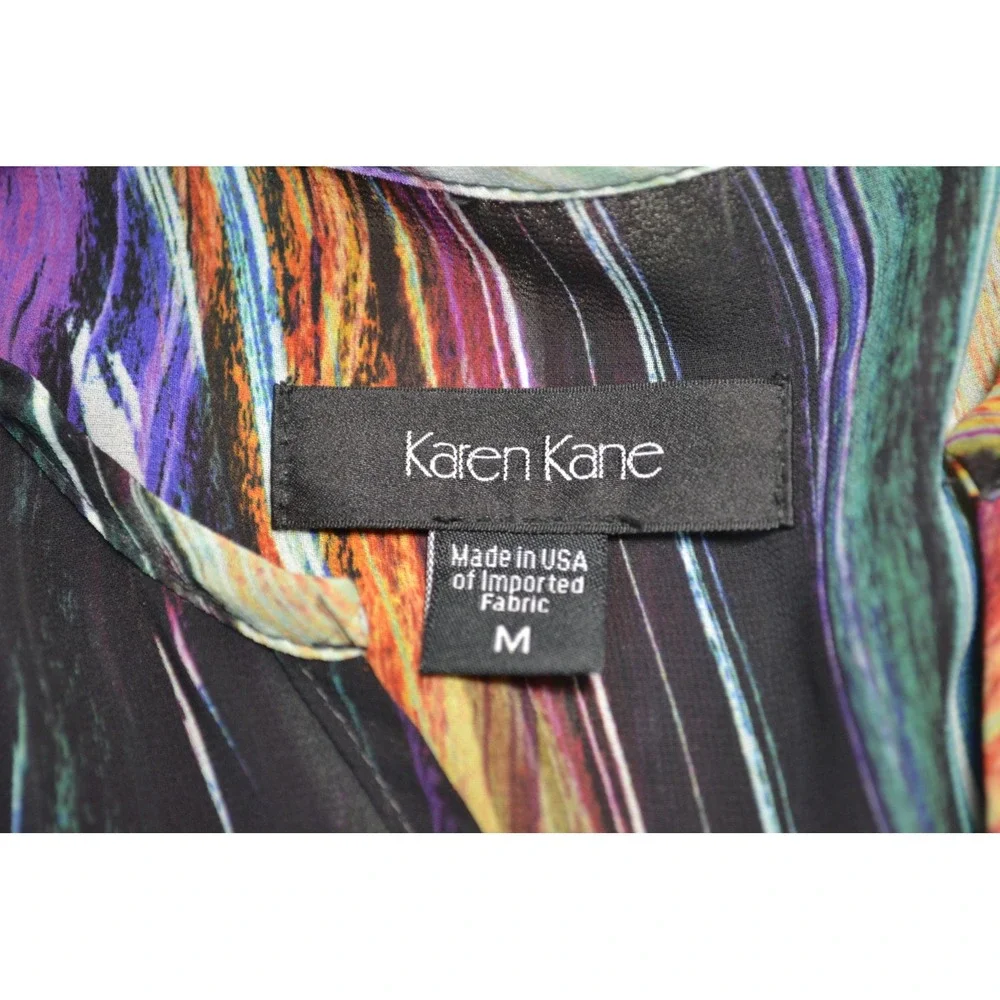 Karen Kane Hi-Low Tunic Blouse Layered Office Evening Bold Spring Multicolor M